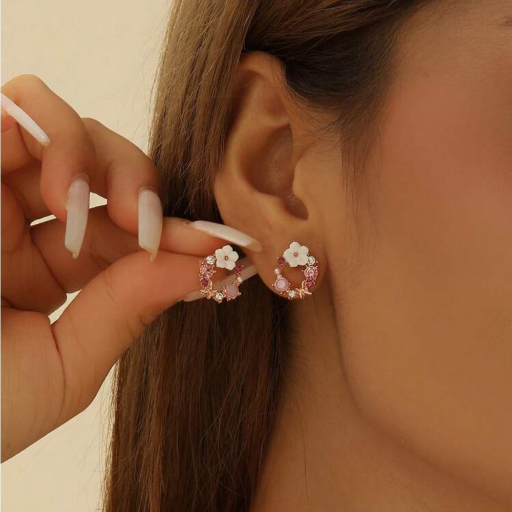 Flower Wreath Earrings - Picture 2 of 4